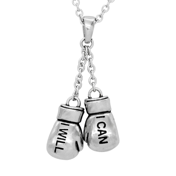 Knockout Boxing Gloves Necklace Positive Fight SST - Picture 1 of 5